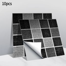 10pcs 3D Mosaic Crystal Tile Stickers DIY Waterproof Self-Adhesive Wall Stickers Kitchen Bathroom Bedroom Home Decor Wall Decals