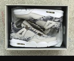 Shoes Top Qualit 4 Snakeskin Men Basketball Premium 4s Light Bone/white-pure Platinum-wolf Grey Outdoor Sports Sneakers 819139-030 with Original Box