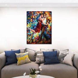 Contemporary Abstract Canvas Art Emotional Tango Handmade Figure Oil Painting Living Room Wall Decor