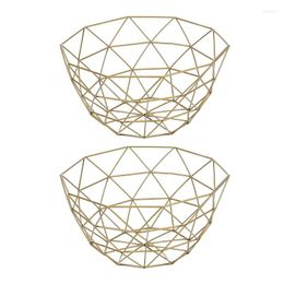 Plates 2X Nordic Storage Baskets Gold Metal Art Candy Fruit Basket For Living Room Desktop Kitchen Organizer