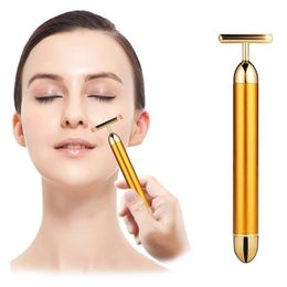 Slimming Face care 24k Gold Facial Wrinkle Lift Bar Vibration Beauty Equipment Facial Roller Massager Vibration Energy Bar