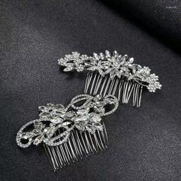 Hair Clips Black Silvery Colour Rhinestone Women Combs Plant Style Head Crystal Decoration Ornament Tiara