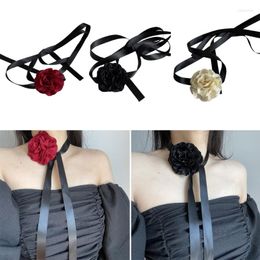 Choker Women Flower Collar Necklace Soft Fabric Tie Chokers Cloth Accessories For Teen Girls