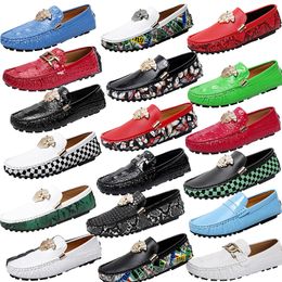 Luxury Bran Ltalian Designer Premium Print Soft Leather Loafers Metal Buckle Leather Shoes Party Dress Shoes Business Office Formal Shoes Size 35-48