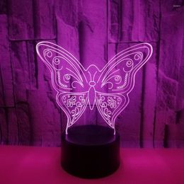 Table Lamps Butterfly Colourful 3d Lamp Led Acrylic Visual Stereo For Living Room Touch Remote Control Small