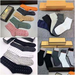 Men'S Socks Classic Letter For Men Women Stocking Fashion Ankle Sock Casual Knitted Cotton Candy Color Letters Printed 5 Pairs/Lot C Dhlfm