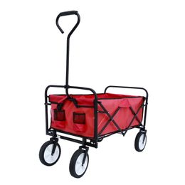 Storage Baskets Folding Waggon Garden Shopping Beach Cart Red 230613