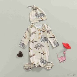 Sleeping Bags Newborn Baby Girls Boys 0-3M Bag and Cap Printed Pattern Long Sleeve Sleepwear Blanket R230614