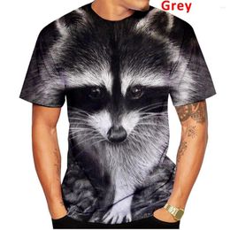 Men's T Shirts Summer Men's And Women's Fashion Cute Raccoon Print T-Shirt O-Neck Casual Top Short Sleeve Shirt