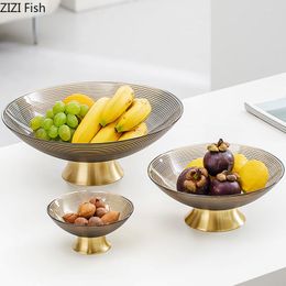Plates Modern Round Fruit Bowl Home Dining Table And Kitchen Top Decoration Creative Glass Large Capacity Tray Candy Dish
