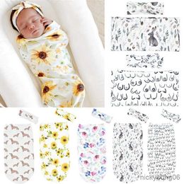 Sleeping Bags Newborn Baby Floral Swaddle Wrap Infant Kids Receiving Blanket Bag with Headband Photo Props R230718