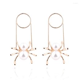 Stud Earrings LUBOV Elegant Lovely Spider Earring Gold Silver Color Alloy Inlaid Pearl Women And Girls Valentine Gifts