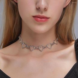 Choker Gothic Metal Hollow Heart Neck Chain Necklace For Women Kpop Vintage Butterfly Girl Cosplay Aesthetic Jewellery Accessories