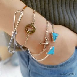 Bracelets Girl Bracelet Fashion New Geometric Coconut Tree Open Four-piece Women R230614