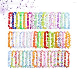 Decorative Flowers 50 PCS Hawaiian Flower Necklace Bulk Wedding Luau Garland Simulation Decor