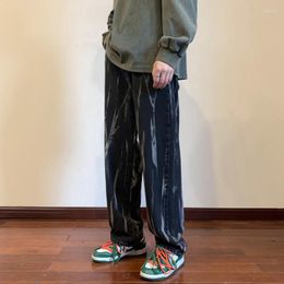 Men's Jeans Blue Black Baggy Men Fashion Tie-dyed Mens Japanese Streetwear Hip-hop Loose Straight Denim Trousers M-5XL