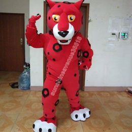 High quality Red Leopard Mascot Costume Top Cartoon Anime theme character Carnival Unisex Adults Size Christmas Birthday Party Outdoor Outfit Suit