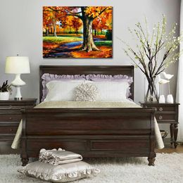 Contemporary Canvas Art Living Room Decor Bristol Fall Hand Painted Oil Painting Landscape Vibrant