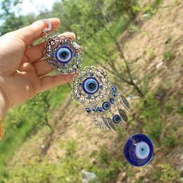 Garden Decorations Lucky Eye Glass Blue Eye Wall Hanging Decoration Wind Chimes Hanging Ornament Amulets Lucky Blessing Gift