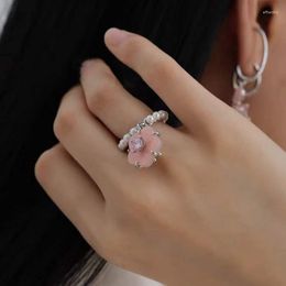 Backs Earrings Rhinestone Flower Imitation Pearl C Shape Clip For Women Aesthetics Sweet Romantic Rings Temperament Exquisite Jewellery
