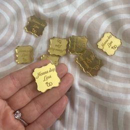 Other Event Party Supplies 30pcs Personalised Tag Engraved Gold Mirror Acrylic Square Wedding Table Party Name Baby Baptism Decoration Custome Gift Favours 230613