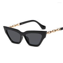 Sunglasses Luxury Square Cat Eye Women Brand Designer Small Frame Sun Glasses Female Retro Metal Chain Gradient