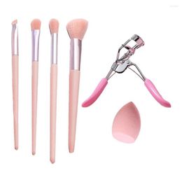 Makeup Brushes Eyeshadow Eco-friendly Cosmetic With Eyelash Curler Puff Soft Bristle Bright Colour Blush Tool