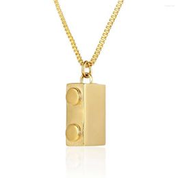 Pendant Necklaces Hip Hop Stainless Steel Brick Building Blocks Necklace Jewellery Street Dance Men Gift For Him With Chain