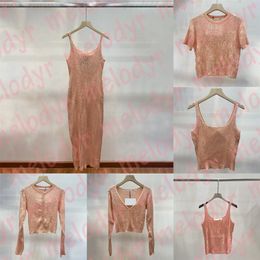 Luxury Sequin Bustiers Tees Vest Dress Sexy Knitted Sling Dresses Party Wear Designer Slim Tank Crop Tops