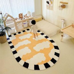 Carpets Nordic Home Children's Room Cartoon Cute Cloud Bedroom Bedside Thickened Anti-fall Floor Mat Oval Imitation Cashmere Carpet