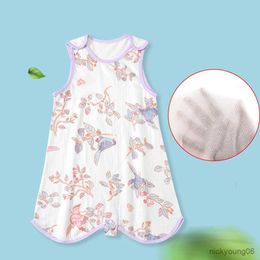 Sleeping Bags Children Vest-style Sleeveless Bag Pattern Baby Split-leg Double-layer Gauze Cotton R230614