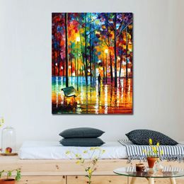 High Quality Canvas Art Blue Reflections Handcrafted Oil Paintings Urban Streets Modern Wall Decor