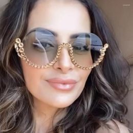 Sunglasses Brand Design Luxury Bling Women Rhinestone Retro Fashion Big Frame Cystal Sun Glasses Round Metal Sunnies Eyewear