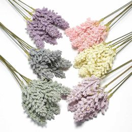 Dried Flowers 6Pcs/bunch Vanilla Mini Foam Spike Artificial Bouquet for Home Decoration Grain Christmas Fake Plant