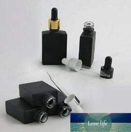 All-match Empty Frost Black Square Flat Glass Bottles With Aluminum Dropper 1oz Glass Dropper Container 12 x 30ml