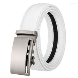 Belts LannyQveen Fashion Genuine Leather Belt Men's Automatic Buckle Cowhide For Men High Quality