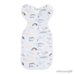 Sleeping Bags Infant Bag Sleepwear Design Anti Startle Skin-friendly Cotton Zipper Turned Sleeve R230614