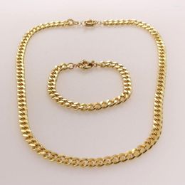 Necklace Earrings Set MHS.SUN Est Women/Men Chunky Chain Bracelets With Rudder Clasp Fashion Gold Colour Hiphop Jewellery Party Gifts