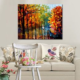 Textured Canvas Art Cityscapes Fall Alley Handmade Knife Oil Paintings Contemporary Wall Decor