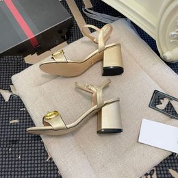 Classic High heeled sandals designer SHoes fashion 100% leather women Dance shoe sexy heels Suede Lady Metal Belt buckle Thick Heel Woman mkikji0001