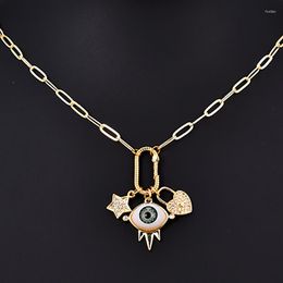 Pendant Necklaces 2023 Fashion Charming Gold Colour Chain Choker For Women Gothic Eye Love Lock Necklace Statement Jewellery Gift