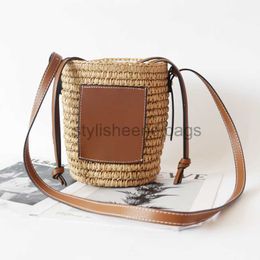 stylisheendibags Beach Bags Summer Bag Crossbody Women Straw Woven Drawstring Shoulder Ladies Leisure Round Bucket Small Shopper 230530