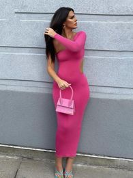 Casual Dresses 2023 One Shoulder Bodycon Lady Clubwear Party Summer Sexy Hollow Out Women Evening Dress Pink Mujer Elegant Vestidos Gown