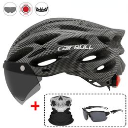 Cycling Helmets Ultralight Cycling Safety Helmet Outdoor Motorcycle Bicycle Taillight Helmet Removable Lens Visor Mountain Road Bike Helmet 230614