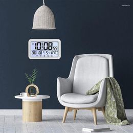 Wall Clocks Digital Desktop Clock Electronic Alarm For Bedroom Home With Time/Calendar/Temperature Display White