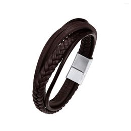 Link Bracelets ChainsPro Mens Leather Bracelet Birthday Valentine's Day Anniversary Gift 21cm Wristbands For Men CP789