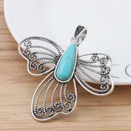 Pendant Necklaces 2 Pieces Tibetan Silver Open Filigree Butterfly & Faux Stone Charm For DIY Necklace Jewellery Making Accessories