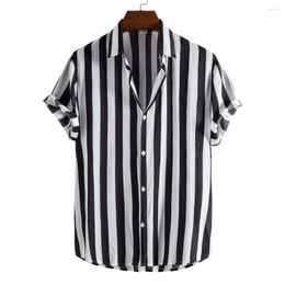 Men's Casual Shirts Men Shirt Temperament Top Fitted Comfy Vertical Stripe Buttons