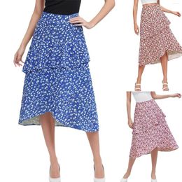 Skirts European And American Models Bohemian Summer Floral Print Skirt High Waist Ruffle A Word Short