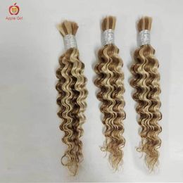 Hair Bulks Loose Deep Wave And Deep Wave Highlight Human Hair 18 To 30 Inch For Braiding 613# Blonde Braiding Hair Bulk No Weft 230613